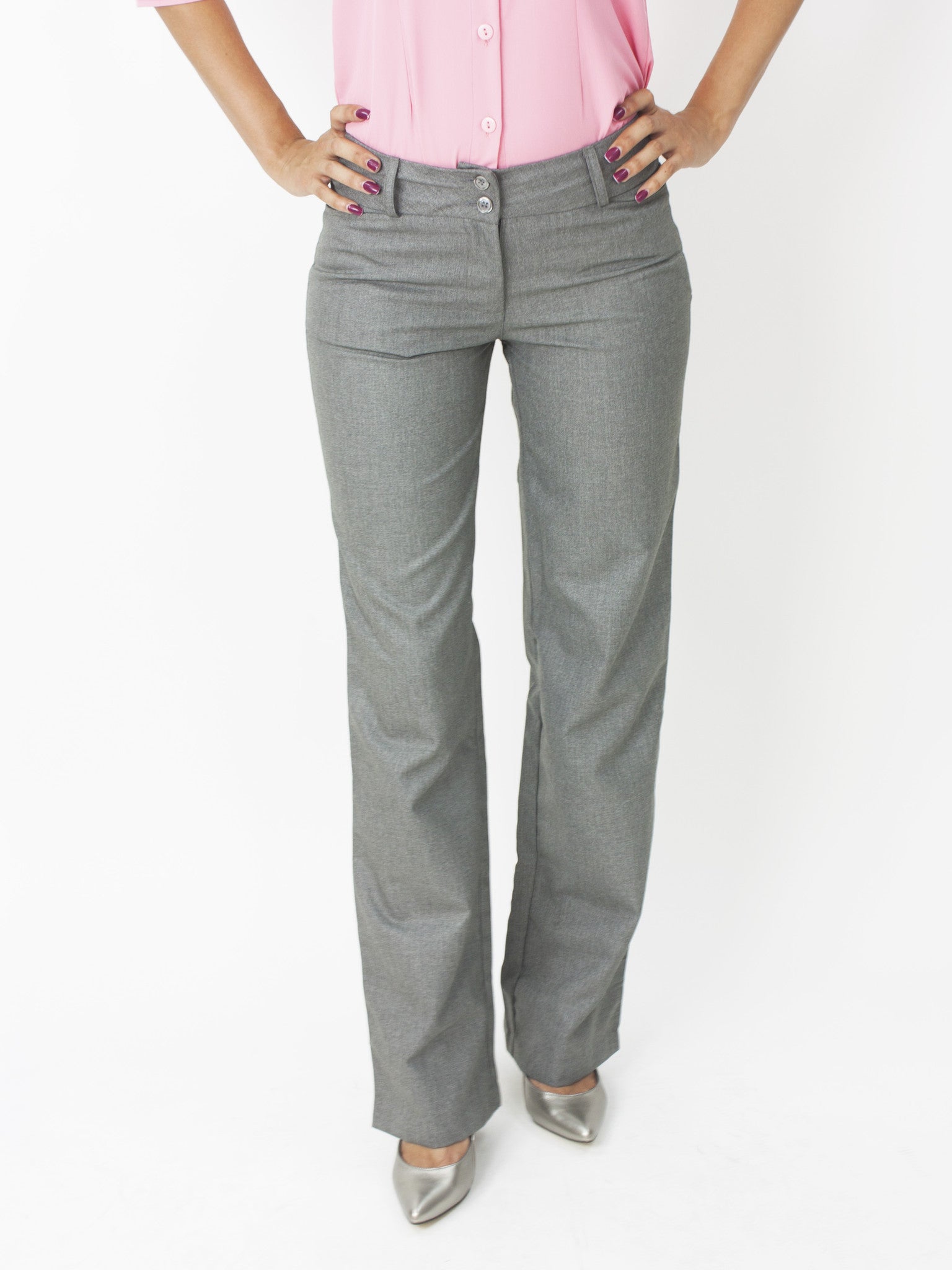 Relaxed Fit Below the Waist Bootcut Pant - Gray Cotton Cool Relaxed Fit Below the Waist Bootcut Pant - Gray Cotton Cool