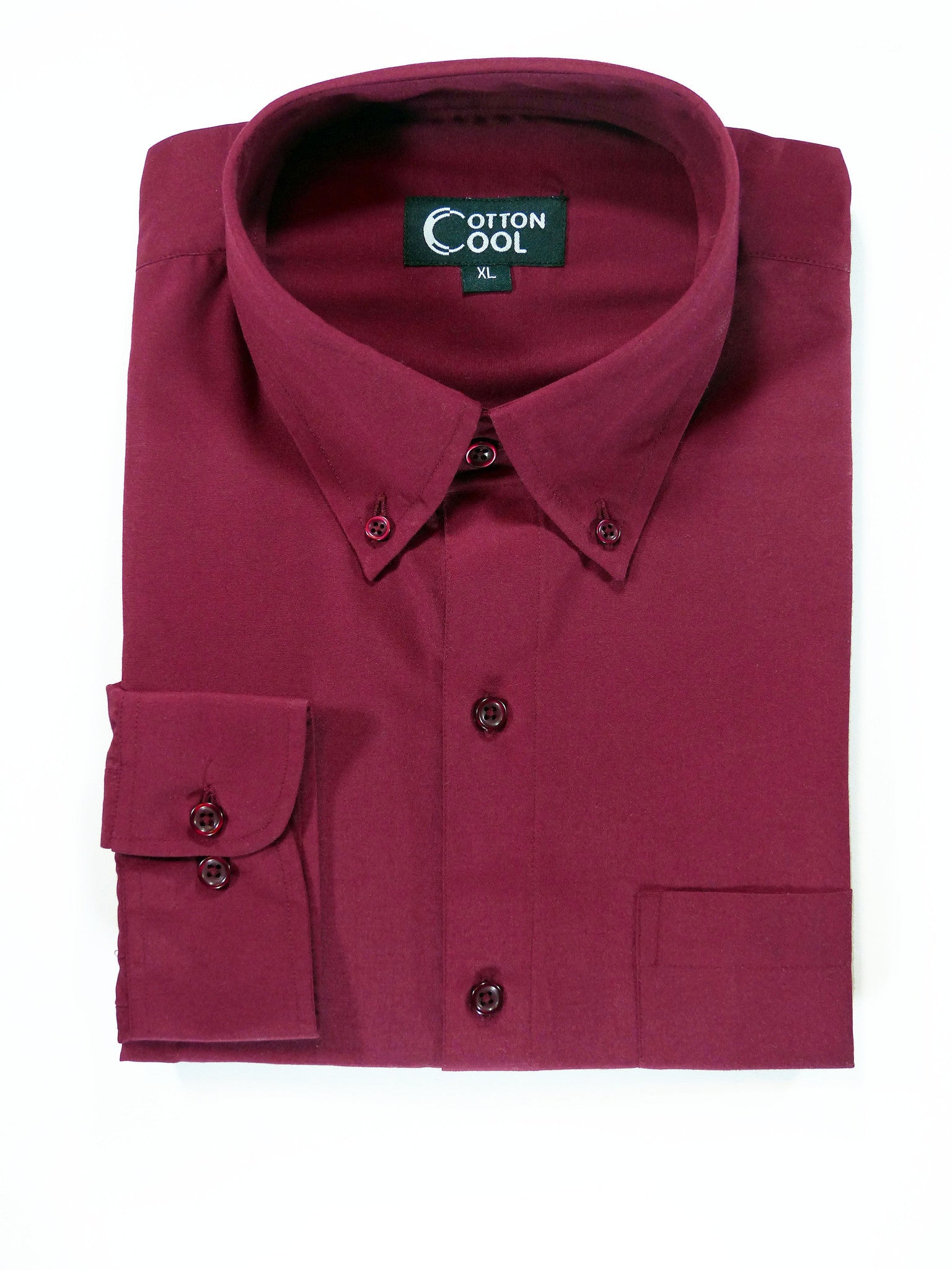 Slim Fit Button-Down Collar Long Sleeve Shirt, Classic I Solid - Burgu Cotton Cool Slim Fit Button-Down Collar Long Sleeve Shirt, Classic I Solid - Burgu Cotton Cool