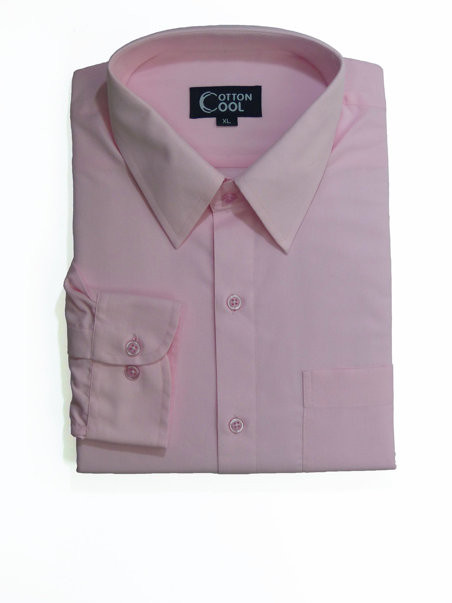 Slim Fit Point Collar Long Sleeve Shirt, Classic II Solid - Light Pink Cotton Cool Slim Fit Point Collar Long Sleeve Shirt, Classic II Solid - Light Pink Cotton Cool