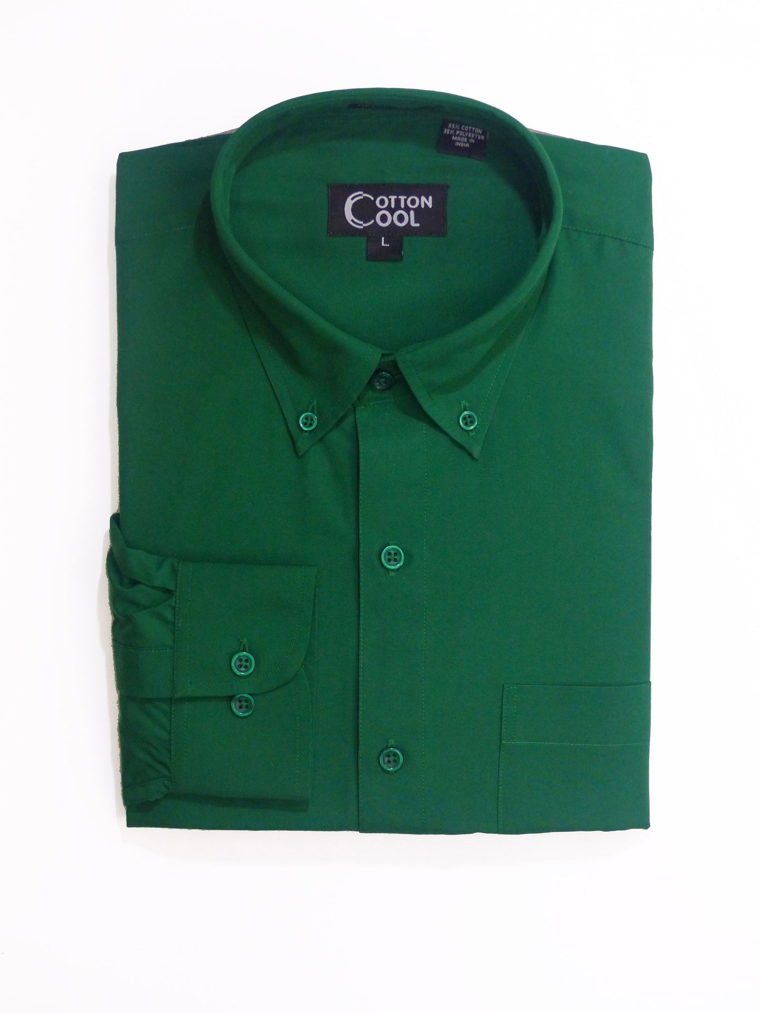 Slim Fit Button-Down Collar Long Sleeve Shirt, Classic I Solid - Green Cotton Cool Slim Fit Button-Down Collar Long Sleeve Shirt, Classic I Solid - Green Cotton Cool