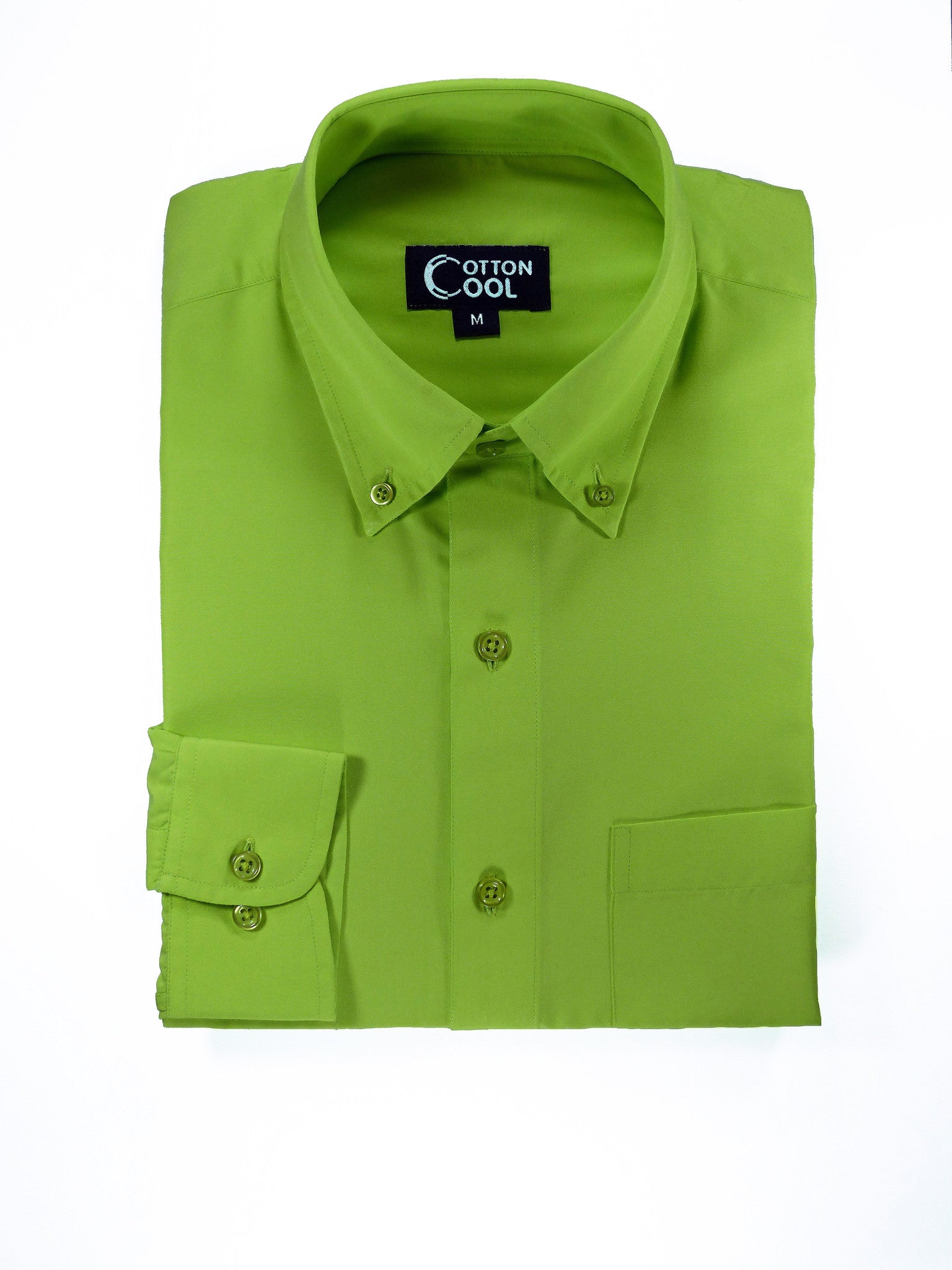 Slim Fit Button-Down Collar Long Sleeve Shirt, Classic I Solid - Lime –  Cotton Cool