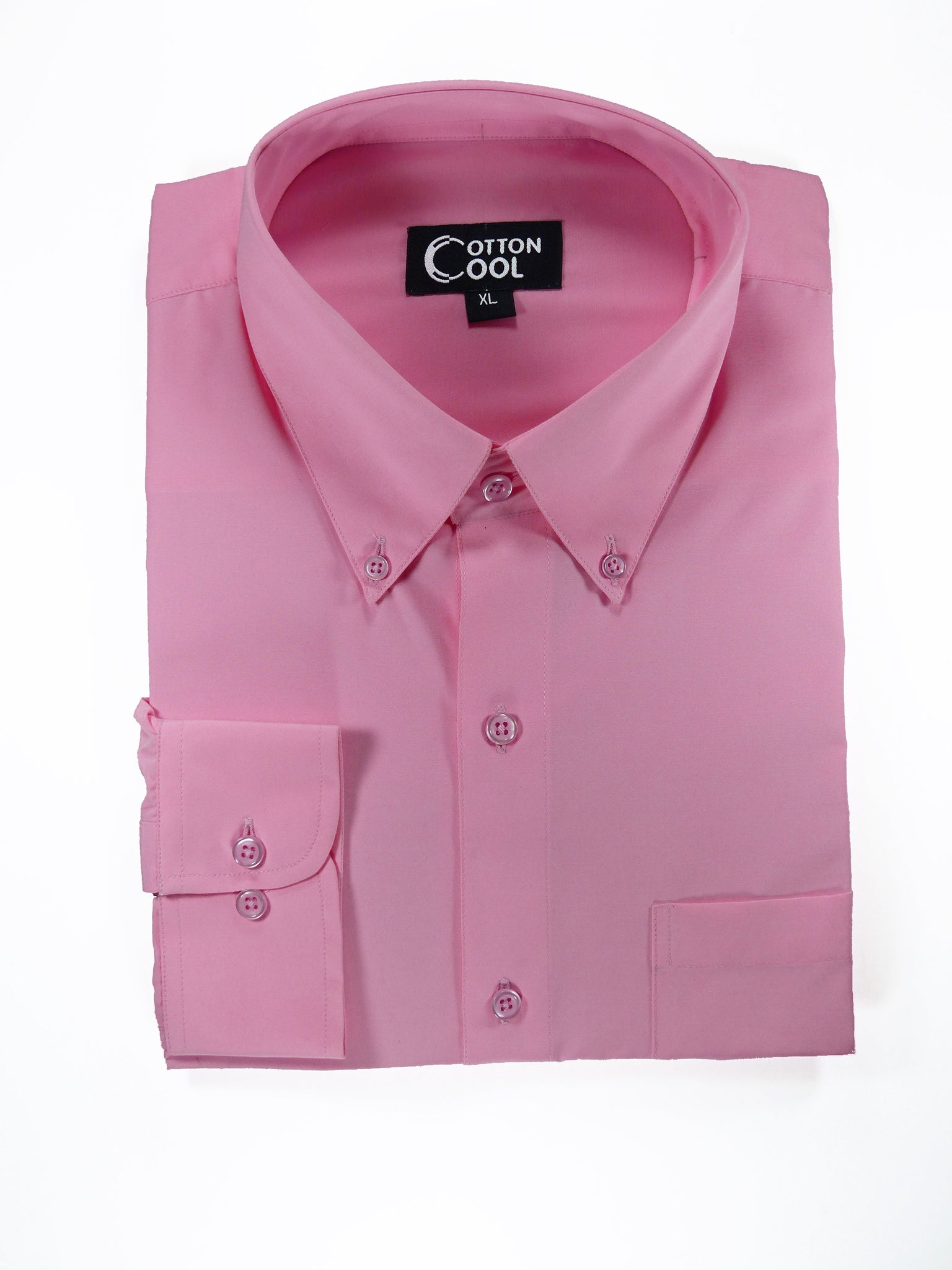 Slim Fit Button-Down Collar Long Sleeve Shirt, Classic I Solid - Pink Cotton Cool Slim Fit Button-Down Collar Long Sleeve Shirt, Classic I Solid - Pink Cotton Cool