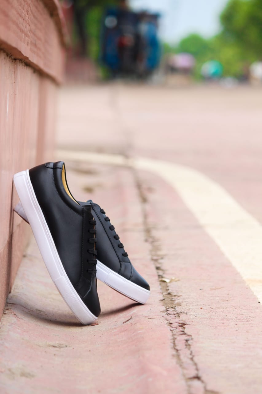 Men's Casual Black Shoe With White Sole Laces Designed by Cotton Cool Cotton Cool Men's Casual Black Shoe With White Sole Laces Designed by Cotton Cool Cotton Cool