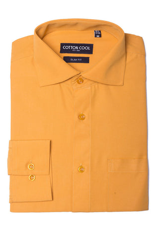 Slim Fit Button-Down Collar Long Sleeve Shirt, Classic I Solid - Peach Cotton Cool Slim Fit Button-Down Collar Long Sleeve Shirt, Classic I Solid - Peach Cotton Cool