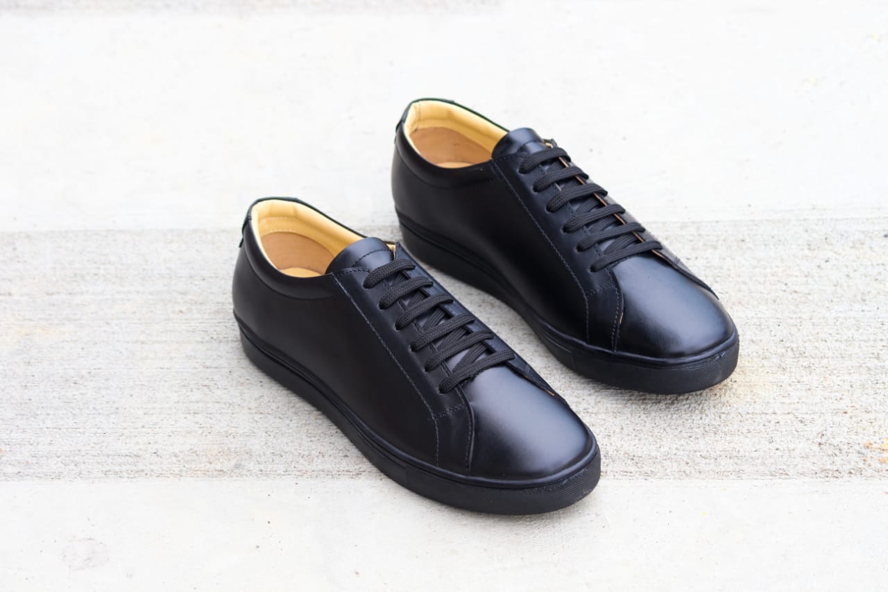 Men's Casual Black Shoe With Laces Flat Sport Designed by Cotton Cool ...