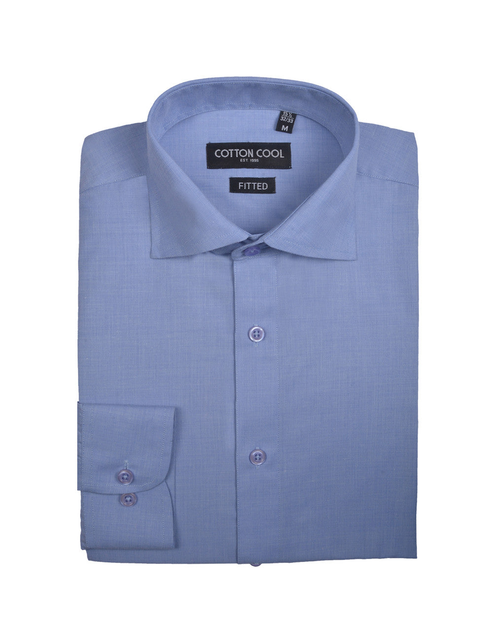 Fitted Solid Cotton Long Sleeve Dress Shirt, Cotton, Blue Cotton Cool Fitted Solid Cotton Long Sleeve Dress Shirt, Cotton, Blue Cotton Cool
